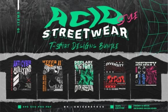 Acid Style Streetwear Graphics for Bold Blog Designs