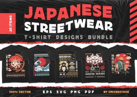 Japanese Streetwear Graphics for Print Templates and T-shirt Design