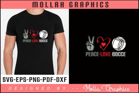 Peace Love Bocce Typography Graphics for Print Templates